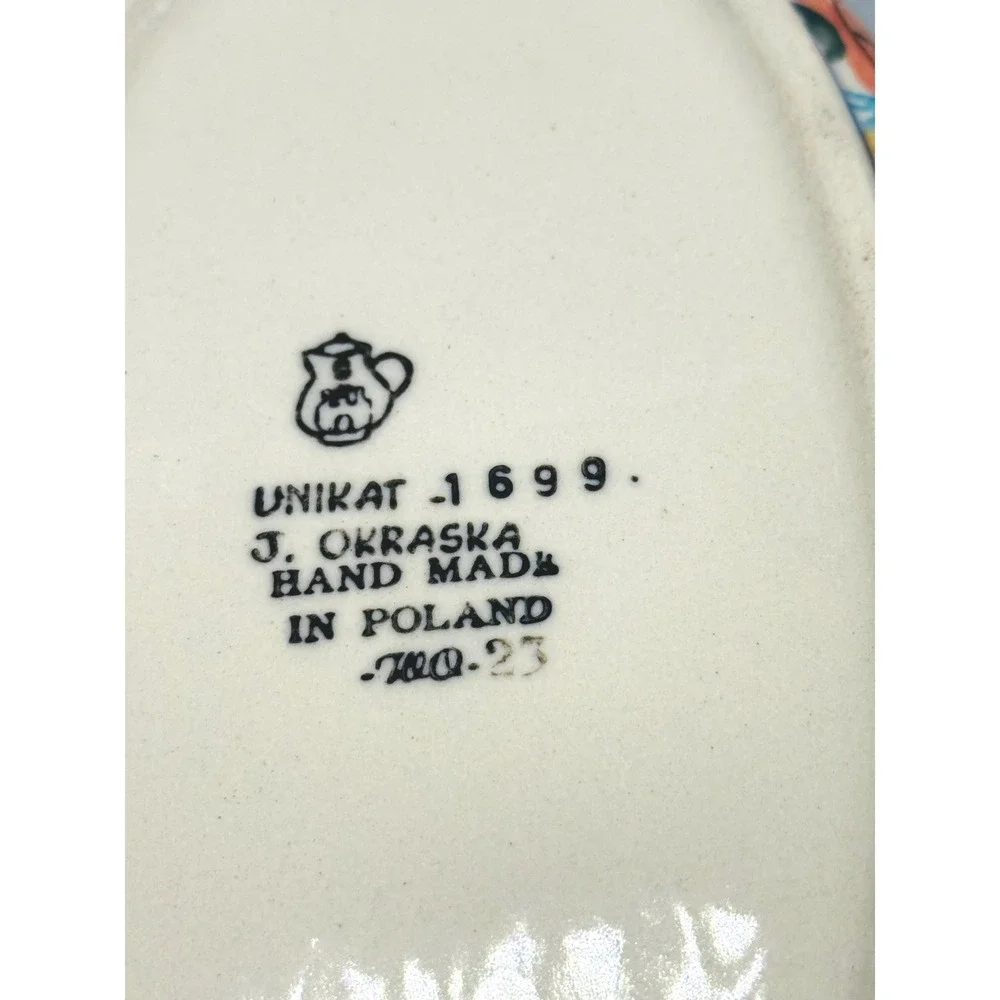 Polish Pottery Unikat Oval Baker Dish Floral 7.5 inch J Okraska 1699